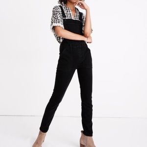 Madewell Skinny Cotton Denim Jean Overalls One Piece Solid Black Lunar Wash